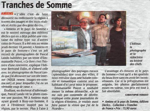 Article original scann  Tranches de Somme  (Courrier picard)