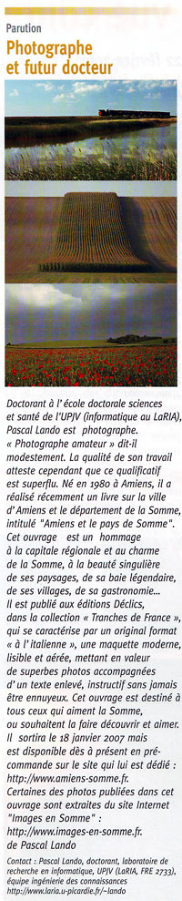 Article original scanné « Photographe et futur docteur » (Jv'magazine)