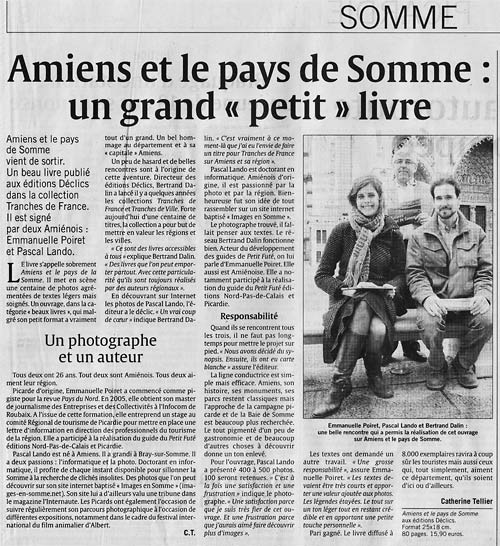 Article original scann  Amiens et le pays de Somme : un grand « petit » livre  (L'Union)